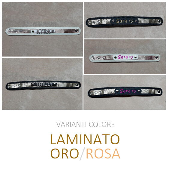 Braccialetto  pelle sintetica effetto LAMINATO ORO e LAMINATO ROSA