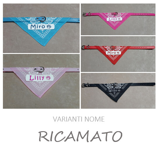 Collare pelle sintetica/tessuto - nome RICAMATO