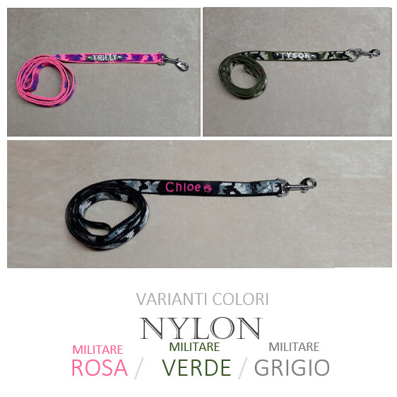 Guinzaglio in corda Nylon MILITARE ROSA/VERDE/GRIGIO