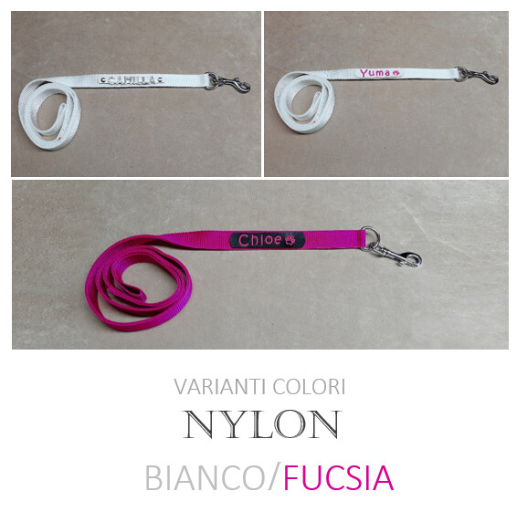 Guinzaglio in corda Nylon BIANCO/FUCSIA