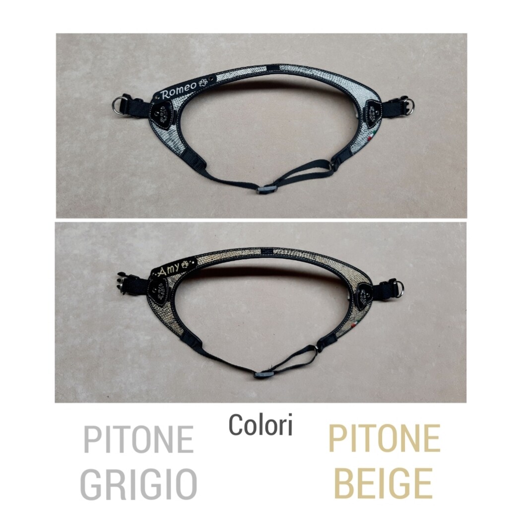 Pettorina  &quot;V&quot; pelle sintetica PITONE GRIGIO - PITONE BEIGE