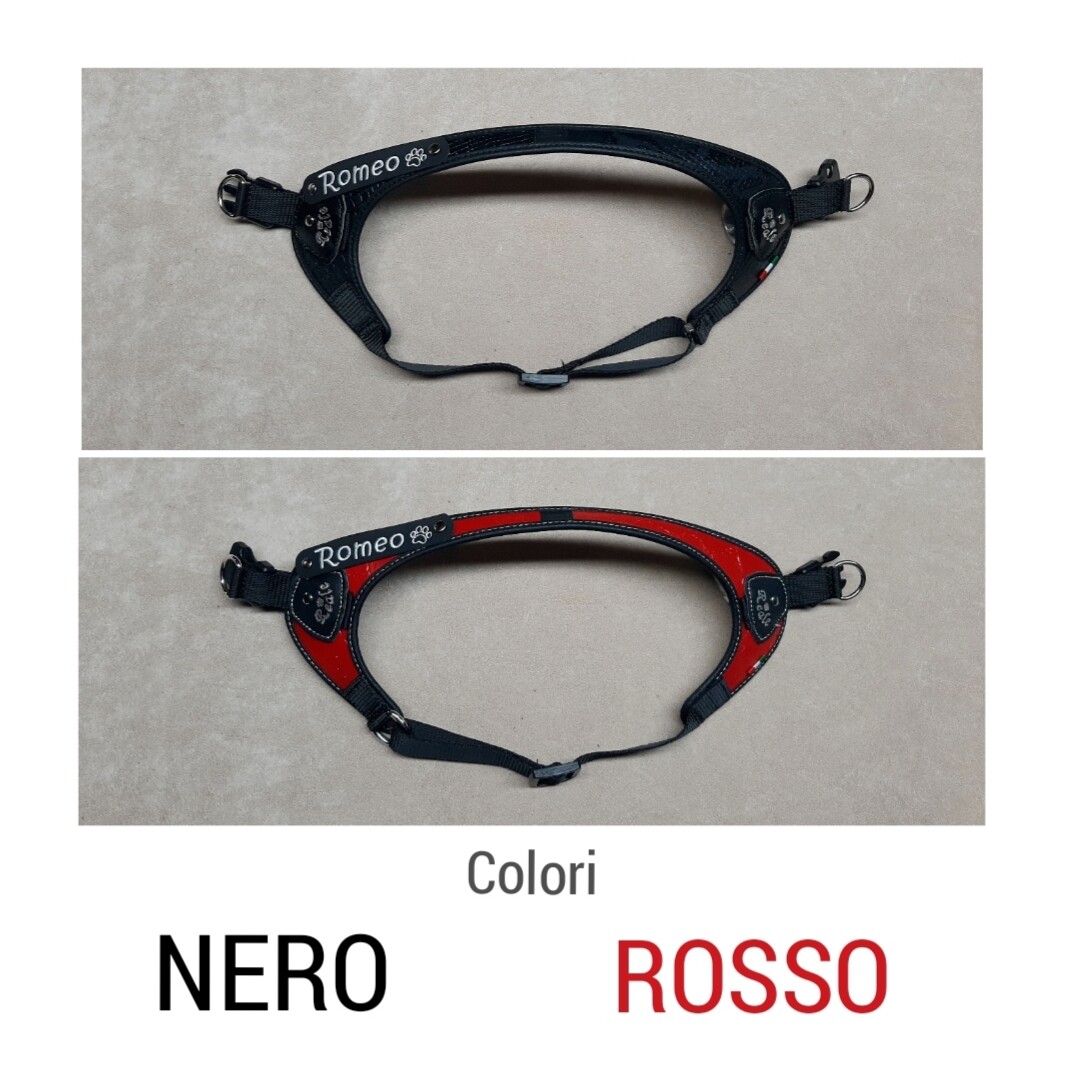 Pettorina &quot;V&quot; pelle sintetica NERA - ROSSA