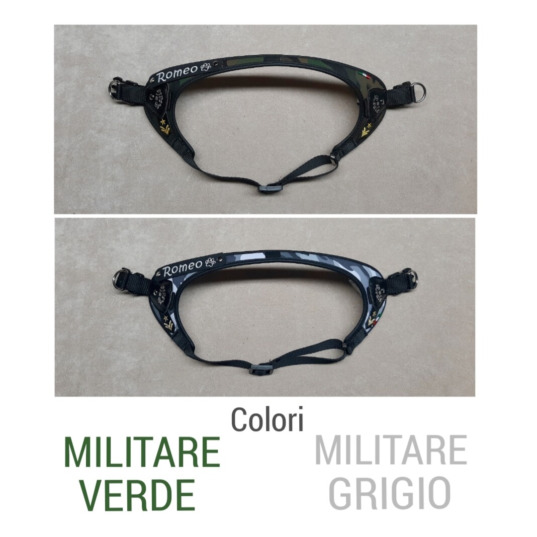 Pettorina  &quot;V&quot; pelle sintetica MILITARE VERDE - MILITARE GRIGIA