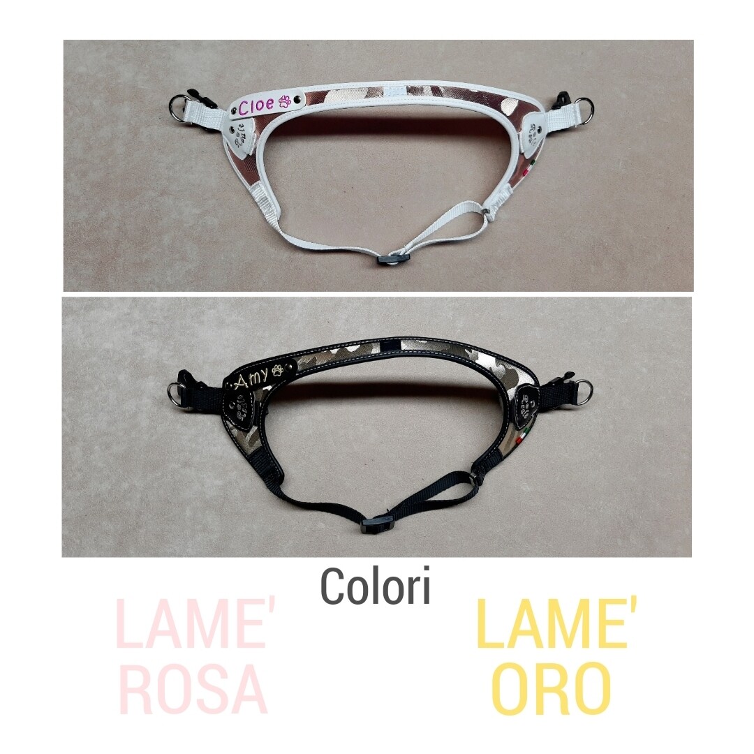 Pettorina  &quot;V&quot; pelle sintetica LAME&#39; ROSA - LAME&#39; ORO