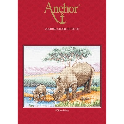 Anchor Essentials Cross Stitch Kit - Rhinos