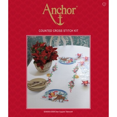Anchor Essentials Cross Stitch Kit - Deer Suppers Tablecloth