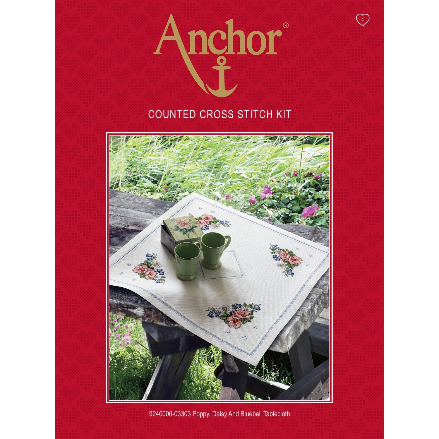 Anchor Essentials Cross Stitch Kit - Poppy Daisy & Bluebell Table