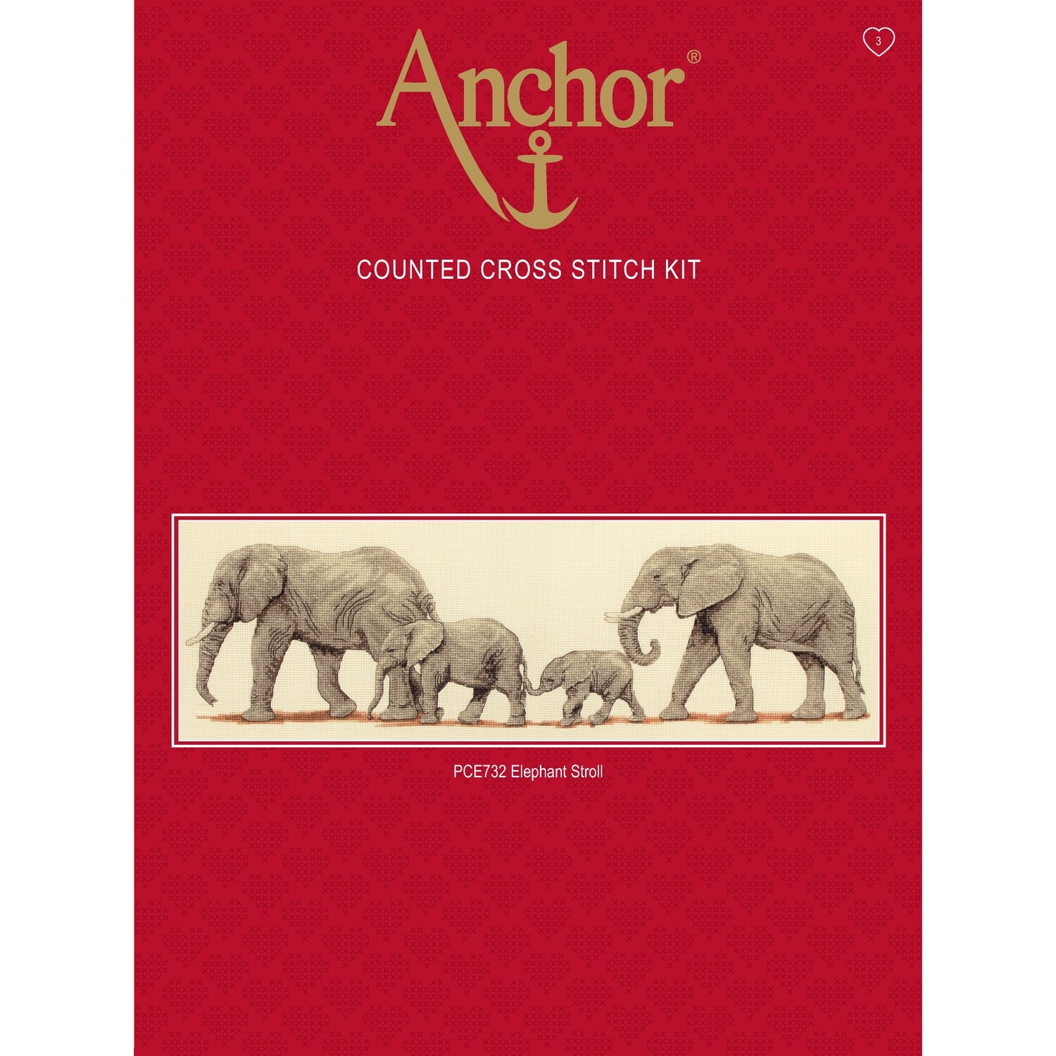 Anchor Essentials Cross Stitch Kit - Elephant Stroll