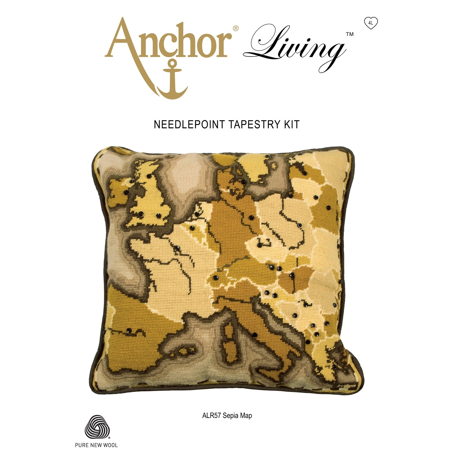 Anchor Essentials Tapestry Kit -  Tapestry Sepia Map Cushion