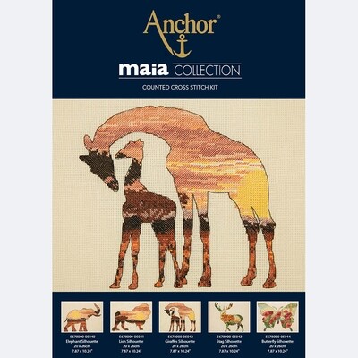 Maia Cross Stitch Kit - Giraffes Silhouette 20x26cm