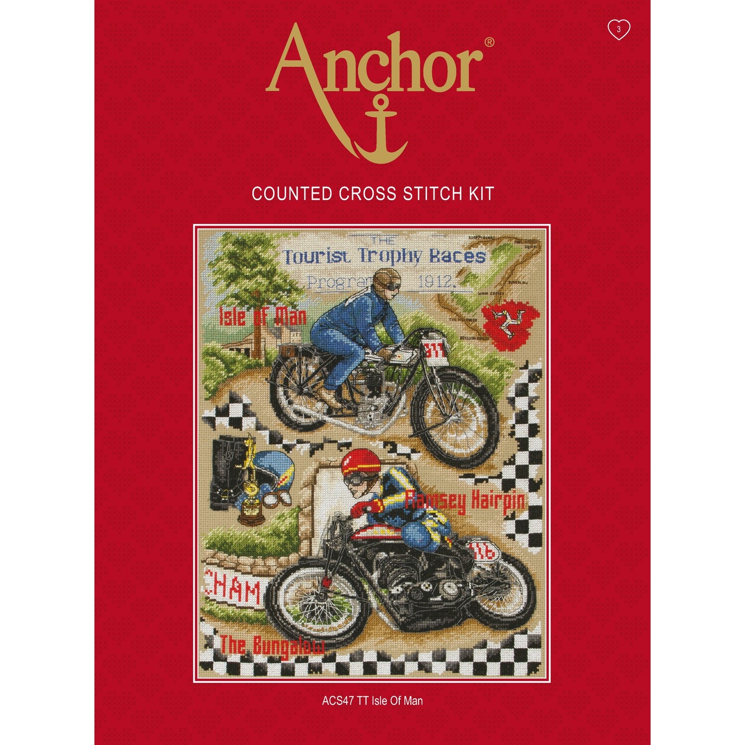 Anchor Essentials Cross Stitch Sampler - Isle of Man TT