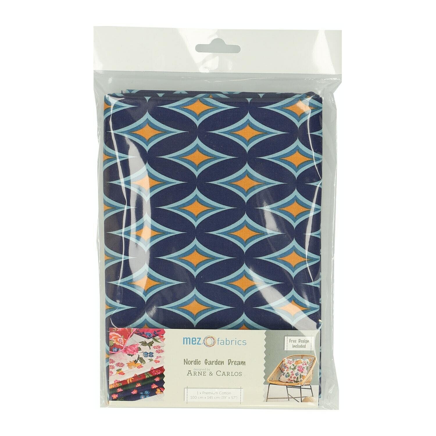 Pre-Cut Cotton - Arne & Carlos - Nordic Garden Dream - Blomstereng-Blue (100 x 145 cm)