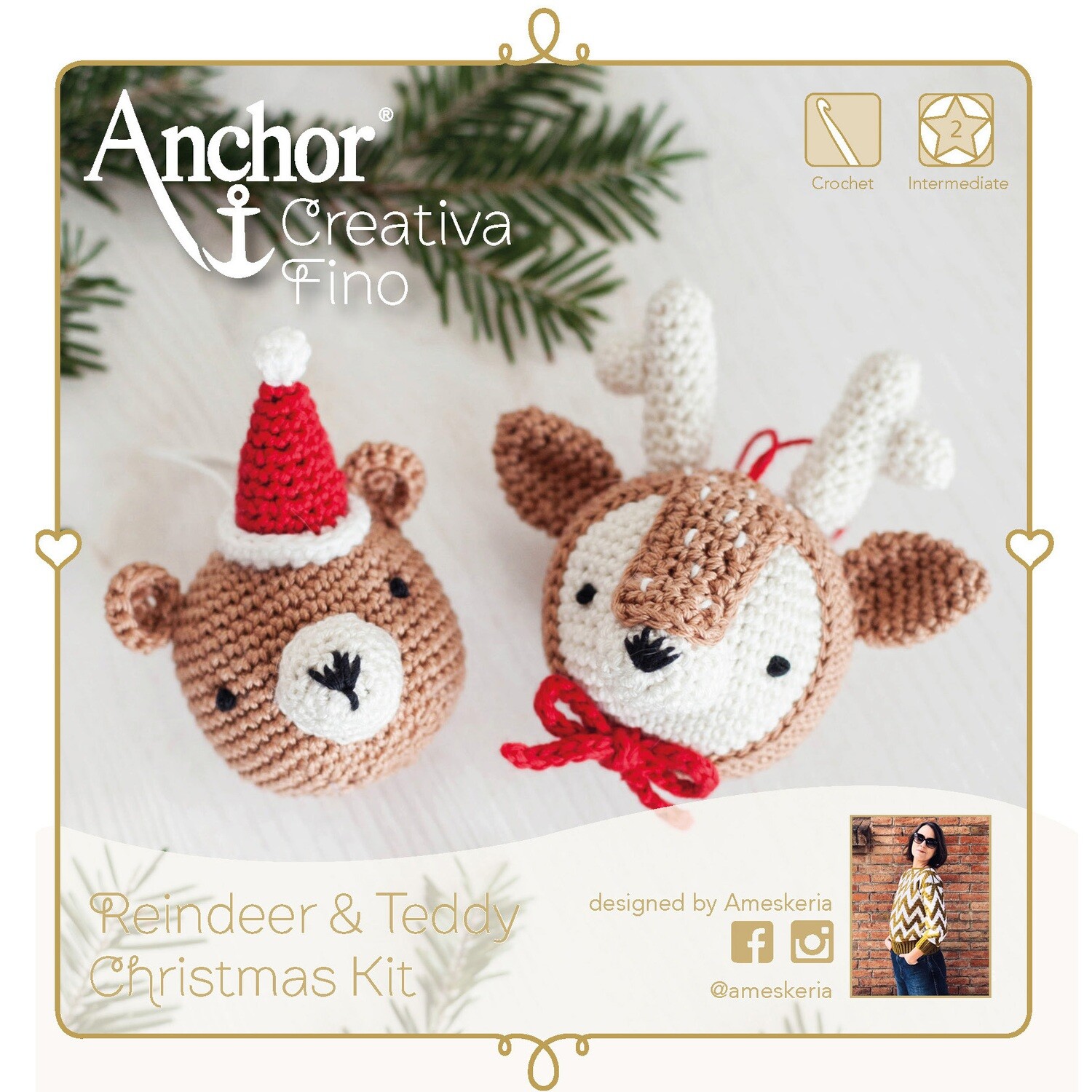Anchor Essentials Crochet Kit - Reindeer and Teddy Christmas Kit