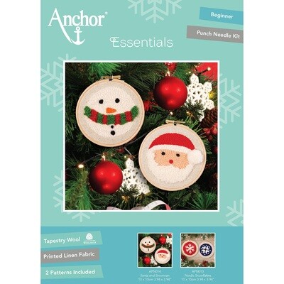 Anchor Essentials Punch Needle Kit - Santa & Snowman