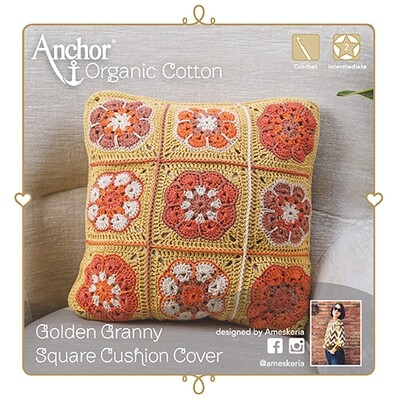Anchor Crochet Kit - Golden Granny Square Cushion