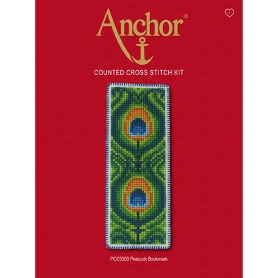 Anchor Essentials Cross Stitch Kit - Peacock Bookmark