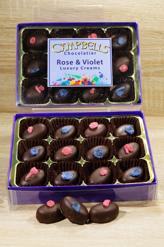 Rose & Violet Creams in Dark Chocolate