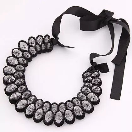 Rhinestone Ribbon Statement Necklace