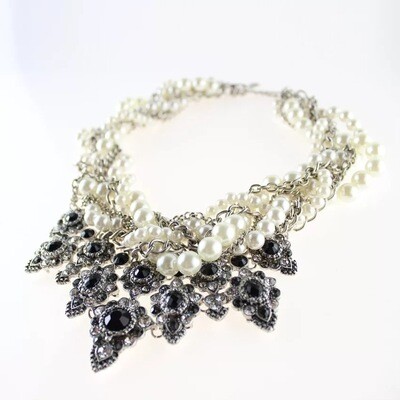 Multilayer Pearl Choker Statement Necklace