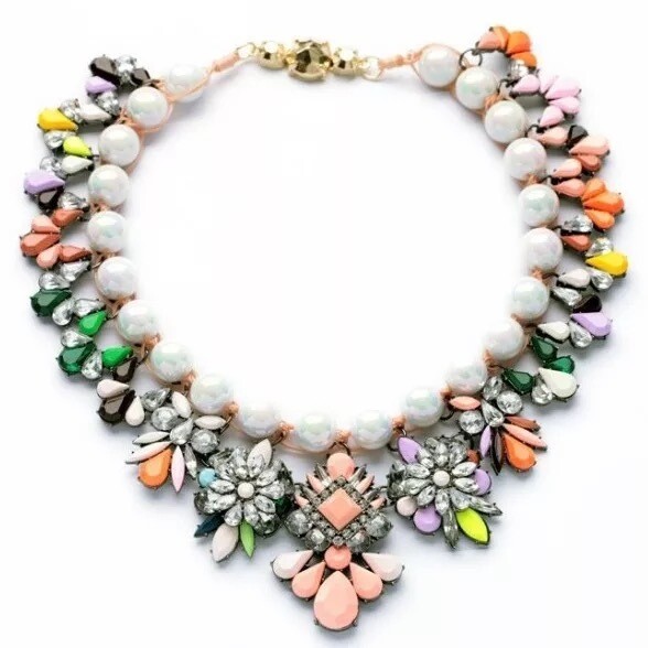 Shourouk Chain Necklace Pearl Resin Statement Necklace