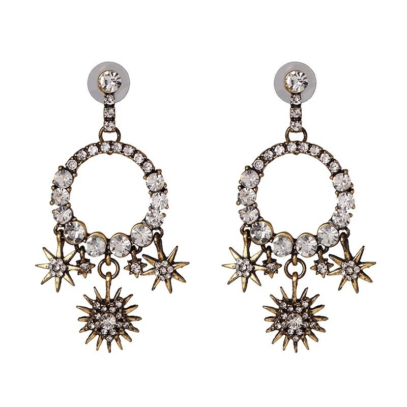 Star Swarovski Gold Earrings