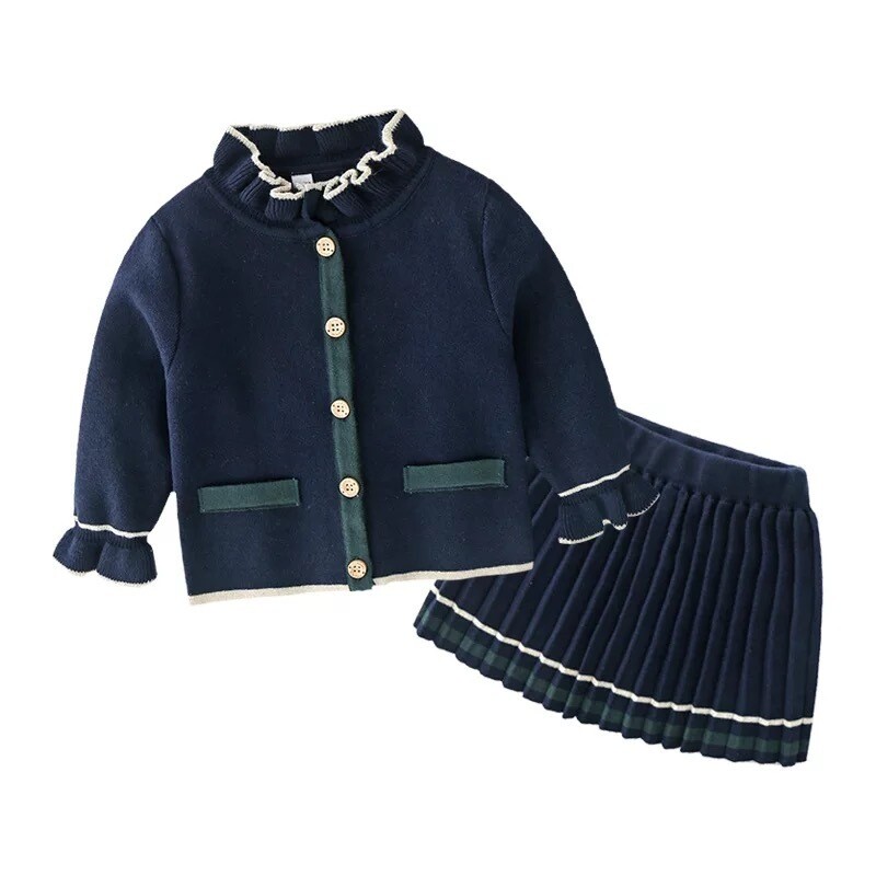 Girls 2 Piece Ruffle Neck Sets