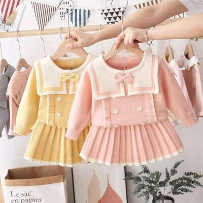 Girls Knitted 2pc Skirt Set