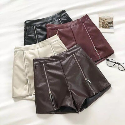 High Waisted Leather Shorts