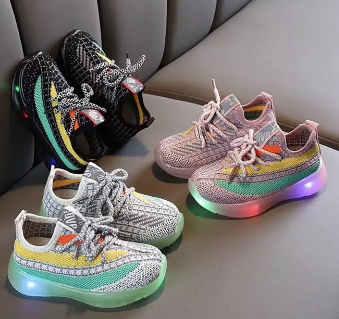 Kids Light Up Knitted Trainers