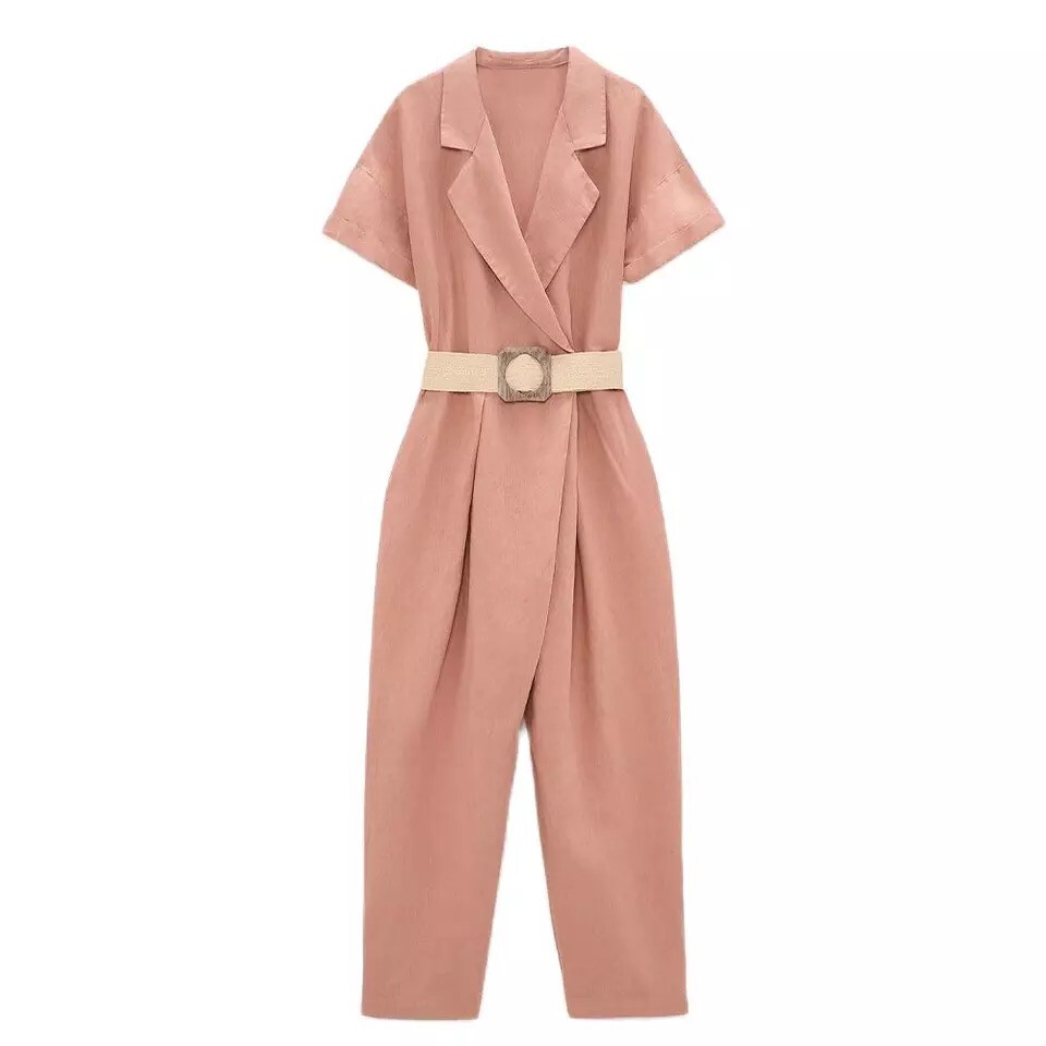 Belted Linen Jumpsuit