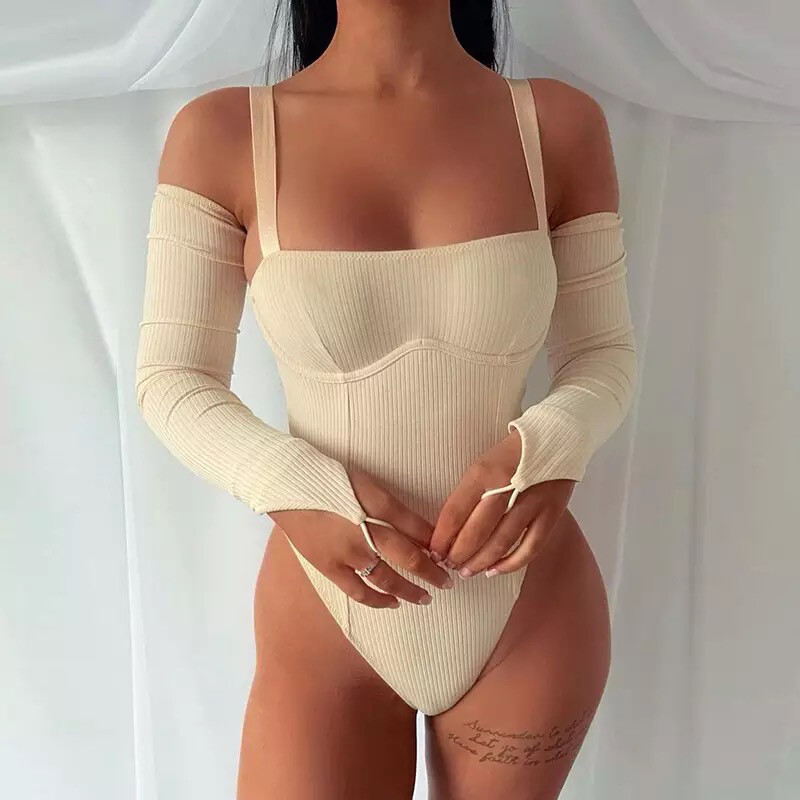 Removable Sleeve Ribbed Bodysuit