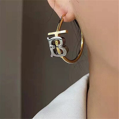 ‘TB’ Gold & Silver Hoop Earrings