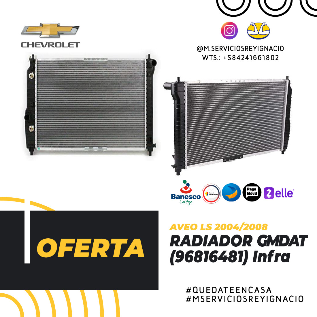 Radiador Aveo Ls 2004/08 Sincronico Gmdat ( 96816481 ) Infra