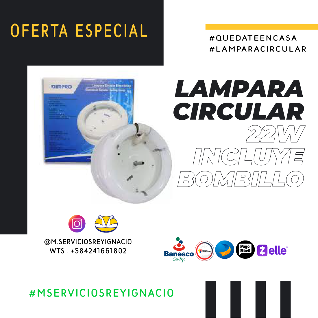 LAMPARAS CIRCULAR CON BOMBILLO Y BALASTO 22W