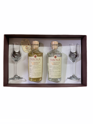Sibona Confezione 2 Grappe 50cl + 2 bicchieri