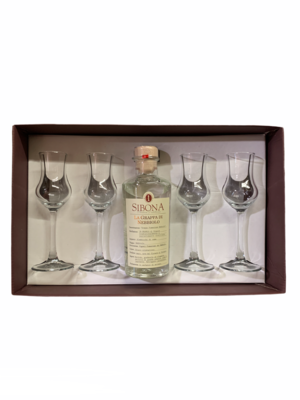 Sibona Confezione 1 Grappa 50cl + 4 Bicchieri