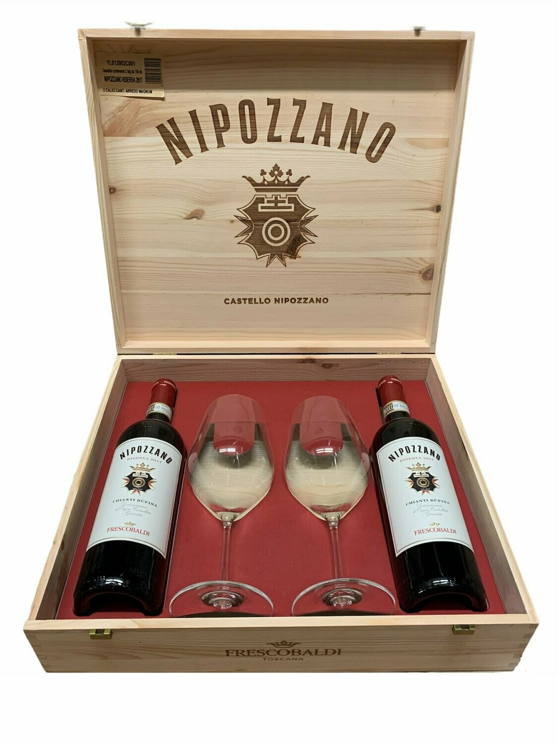 Frescobaldi Confezione 2 Bottiglie Nipozzano 75cl + 2 Calici