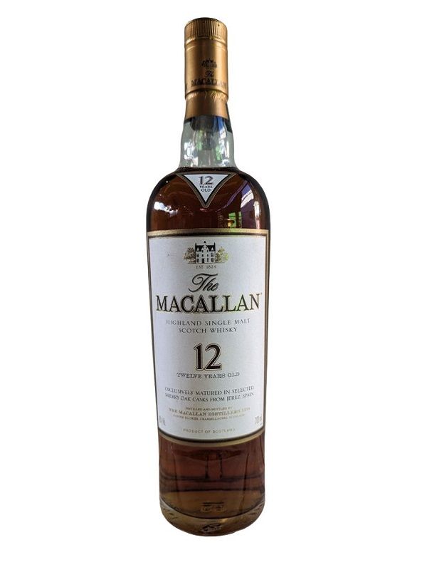 Bottiglia di The Macallan 12 Anni Sherry Oak, Single Malt Whisky scozzese, 70cl, 40% vol - Whisky di alta qualità con note di sherry.