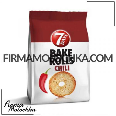 Грінки BAKE ROLLS зі смаком ЧИЛІ 80грам ТМ 7 Days (14шт/ящ)