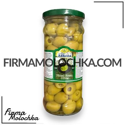 ТМ ATHENA Оливки ЗЕЛЕНІ без кісточки (скло) 370/180грам (12шт/ящ)