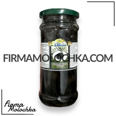 ТМ ATHENA Оливки ЧОРНІ без кісточки (скло) 370/180грам (12шт/ящ)