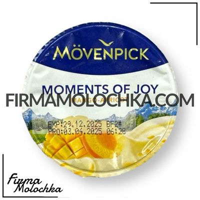 Йогурт МОМЕНТС зі смаком манго-абрикос 100грам ТМ МОВЕНПІК  (20шт/ящ)