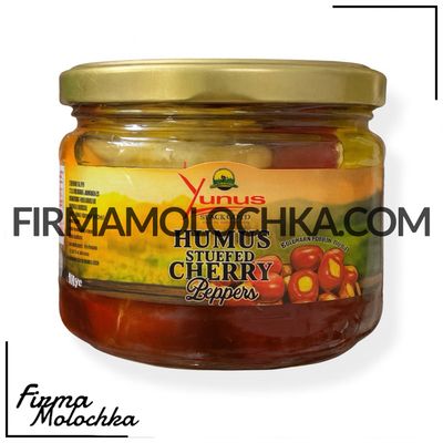 Перець чері фарширований ХУМУСОМ (скло) 300/170грам ТМ Юнус (12шт/ящ)