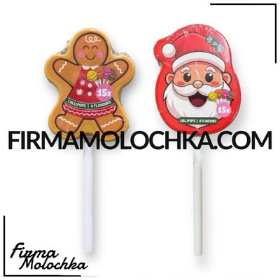 Льодяники різдвяні на паличці в АСОРТИМЕНТІ (15шт*9грам) 135грам (12шт/ящ)