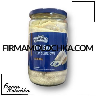 Філе оселедця з цибулею (скло) 600грам ТМ Марінеро (8шт/ящ)