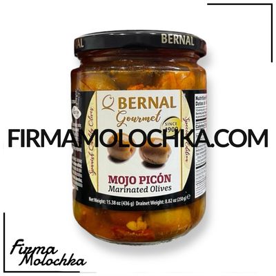 Оливки пікантні в гострому соусі (скло) 436/250грам ТМ Бернал (12шт/ящ)