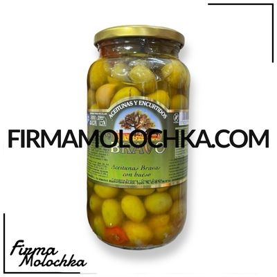 Оливки ПІКАНТНІ 1000/550грам ТМ БРАВО (6шт/ящ)