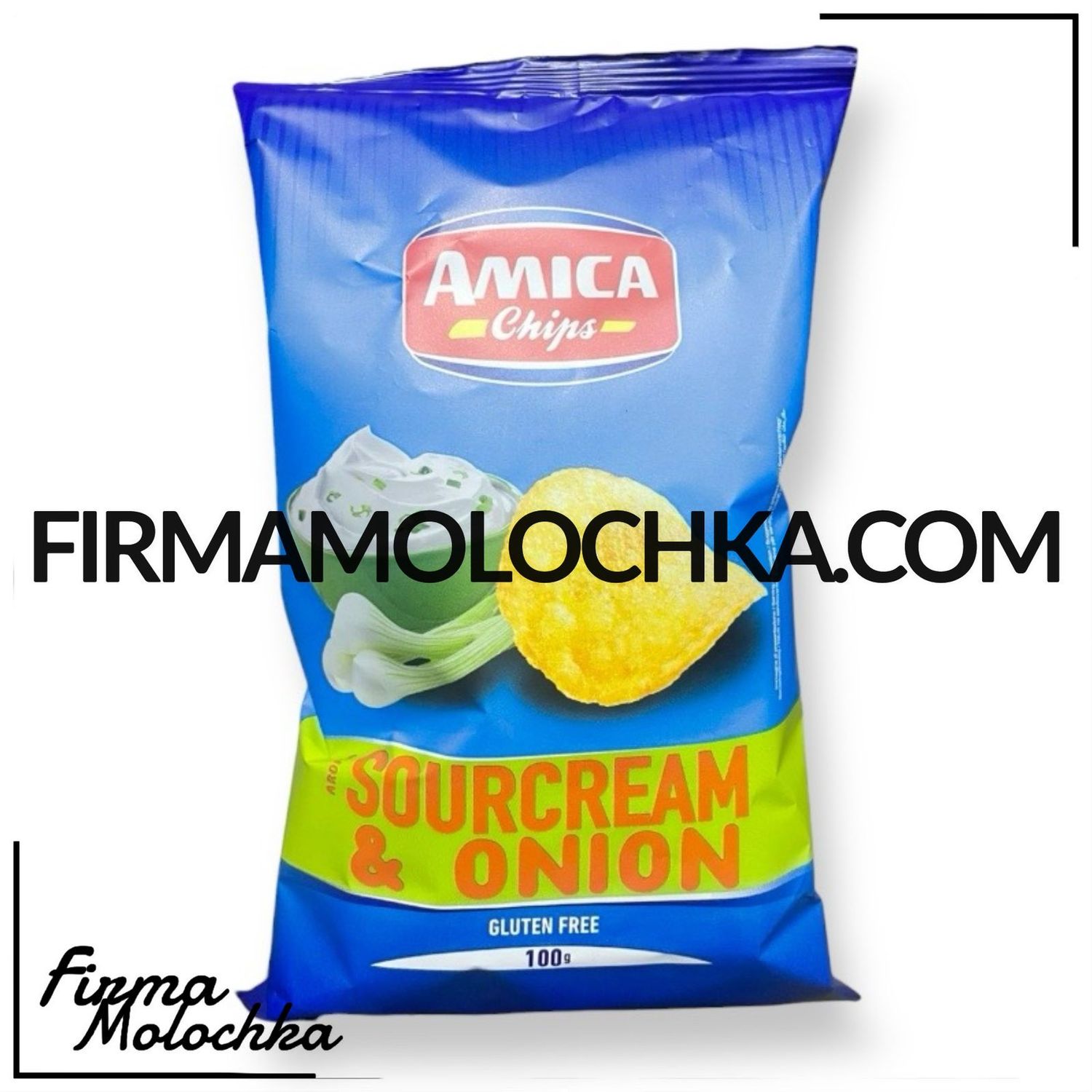 Чіпси зі смаком СМЕТАНИ та ЦИБУЛІ 100грам ТМ Аміка (20шт/ящ)