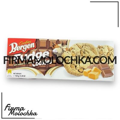 Печиво з карамеллю та шоколадом ФУДЖІ КУКІС 126грам ТМ БЕРГЕН (18шт/ящ)