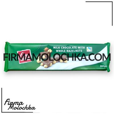 Шоколад молочний з ЦІЛИМИ ЛІСОВИМИ ГОРІХАМИ 300грам ТМ ФІН КАРЕ (13шт/ящ)